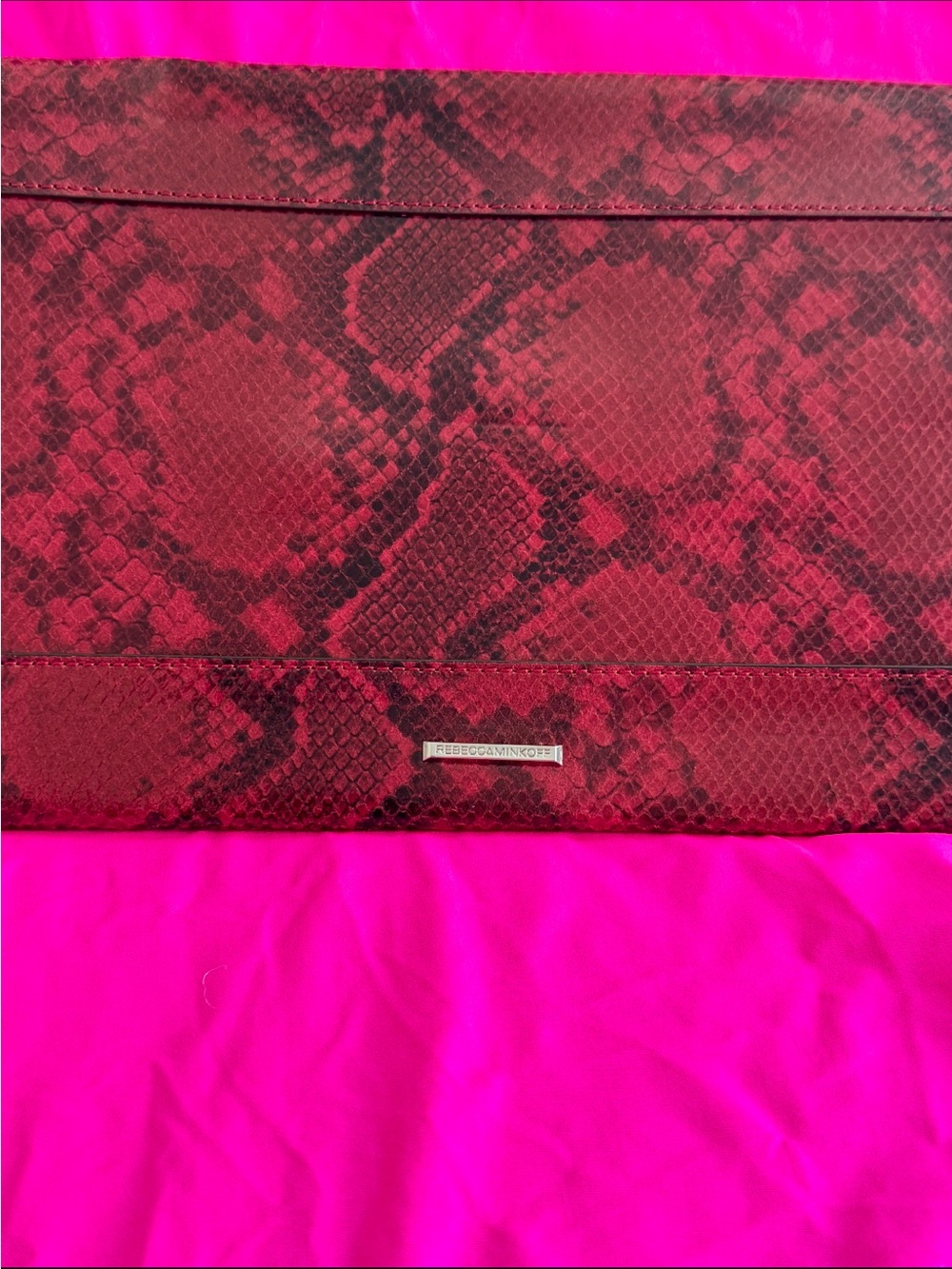 Rebecca Minkoff Red Snake-Print Clutch